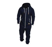 Grenouillère Homme Combinaison Pyjama Homme Comfortable Hommes Polaire Rompe Jumpsuit Longue Combinaison de Loisirs pour l'hiver Vêtement Une Pièce Hiver Chaud Couleur unie Pyjama Douillet (Blue, S)