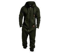 Grenouillère Homme Pyjama Combinaison à Capuche Zippé Imprimé Camouflage Jumpsuit Manches Longues en Polaire Vêtement Une Pièce 2024 Hiver Chaud
