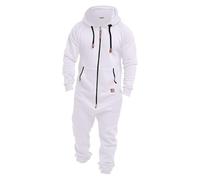 Grenouillère Homme Pyjama Combinaison à Capuche Zippé Imprimé Camouflage Jumpsuit Manches Longues en Polaire Onesie Une Pièce Hiver Chaud