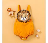 Grenouillère Intégrale Décontractée Mignonne Pour Bébé Garçon, Avec Broderie De Lion En 3d Pour Printemps Et Été 6-9M,9-12M,12-18M,0-1M,1-3M,3-6MAnimal,CartoonTissu tissé