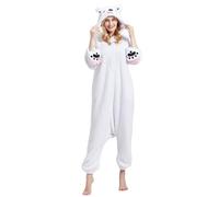 Grenouillère Ours Polaire Adulte, Costume de Cosplay Animal pour Hommes et Femmes Pyjamas d'halloween, Vêtements de Nuit Unisexes Une Pièce Homewear