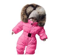 Grenouillère pour bébé Vêtements d'extérieur Combinaison de neige Manteau Combinaison nourrisson Veste à capuche Manteau chaud et veste Premier cadeau garçon, Rose, 9-12 mois