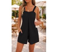 Grenouillère sans manches pour femme - Combinaison courte décontractée à bretelles spaghetti - Tenue une pièce ample avec poches - Combinaison d'été