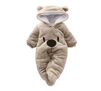 Grenouillères à Capuche Bébé Naissance Manches Longues Combinaison Barboteuse Ensemble de Pyjama 1mois à 12 Mois (Khaki, 3-6 Months)