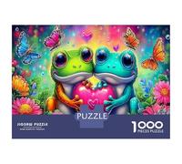Grenouilles amoureuses 1000 Pcs Carton Premium Grenouilles amoureuses Pack Puzzle Passionnés Jeu Familial Amusant Décoration Murale Puzzle 52x38cm/1000pcs