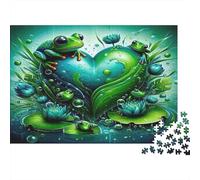 Grenouilles et cœur Puzzles 1000 Pièces Papier recyclé pour Adultes Puzzle pour Adultes Impossible Difficile Stimulant Excellente idée Cadeau pour Hommes et pour Femmes 38x26cm/1000pcs