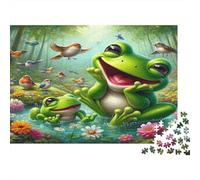 Grenouilles et Oiseaux dans la forêt Puzzles 1000 Pièces Papier recyclé pour Adultes Puzzle pour Adultes Impossible Difficile Stimulant Activité Amusante pour la Maison 38x26cm/1000pcs