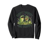 Grenouilles Mignonnes Jouant du ukulélé Musique Art Do Not Worry Be Hoppy Sweatshirt