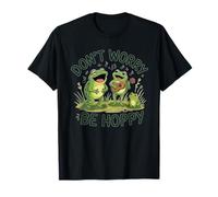 Grenouilles Mignonnes Jouant du ukulélé Musique Art Do Not Worry Be Hoppy T-Shirt