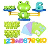 Grenouilles sauteuses, jeu d'équilibre de grenouille en plastique, jeux de mathématiques pour la maternelle avec balance et cartes d'activité, vert (30 grenouilles + 10 chiffres + 30 cartes)