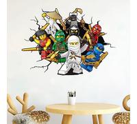 Grenric Stickers muraux d'art ninja anime pour enfants, 3D, dessin animé, DIY, autocollants muraux autoadhésifs, amovibles, pour chambre d'enfant, décoration de fond