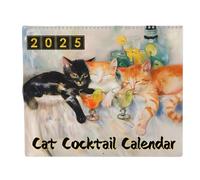 GREOHNMPAW Calendrier des Cocktails pour 2025 Calendrier Mural des Heures de Meow-Tail 2025 - Catart, Cadeaux pour les Amoureux des, Calendriers de Noël