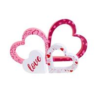 GREOHNMPAW Décoration de Coeur pour Table Basse Décorations de Coeur en Bois pour la Saint-Valentin pour la Table à Plateau à Plusieurs Niveaux Cheminée Lot de 4