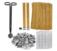 GREOHNMPAW Lot de 100 Mèches de Bougies en Bois, Mèches en Bois pour Bougies, Mèches en Bois Épaissies avec Support en Fer pour la Fabrication de Bougies à Faire Soi-Même