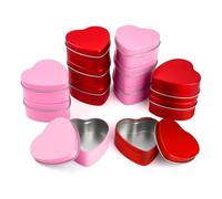 GREOHNMPAW Lot de 12 Boîtes en Forme de Cœur pour Saint-Valentin 56,7g avec Couvercles, Pots à Bougies en Vrac Forme de Cœur, Conteneurs pour Bougies Saint-Valentin, pour Fabrication Bougies