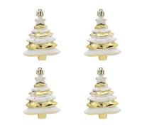 GREOHNMPAW Lot de 4 Boules de Noël de 8 X 6 cm, Décorations Spéciales pour Sapin de Noël, Accessoires en Plastique Peint, Doré