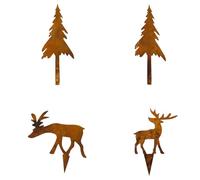 GREOHNMPAW Lot de 4 Piquets de Sapin de Noël en Métal en Forme de Faon pour Décoration Extérieure de Noël
