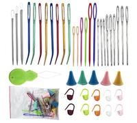 GREOHNMPAW Lot de 42 Aiguilles à, Assortiment D'Aiguilles à, Aiguilles à Tapisserie Courbées, Aiguilles à Tisser, Aiguilles à Repriser, Aiguilles à Gros Chas
