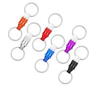 GREOHNMPAW Lot de 6 Porte-Clés à Déverrouillage Porte-Clés en Aluminium avec 2 Anneaux Fendus Chaîne Porte-Clés Détachable Séparé