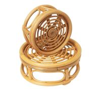 GREOHNMPAW Supports pour Plantes Ronds Décoratifs en Rotin Tissé Bohème, Support pour Plantes D'Intérieur Moderne, Support pour Plantes Courtes en Osier, Lot de 2