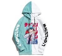 GREOPE Chainsaw-Man Anime Hoodie, Printed Streetwear, Mode Homme et Femme Sweatshirt Hoodie Sportswear C, Vert clair + blanc, XS