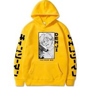 GREOPE Chainsaw-Man Hoodie, Homme et Femme Sweat-shirt Anime Hoodie Homme Cosplay Pullover B, jaune, XL