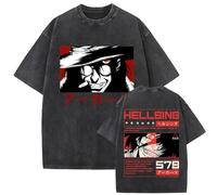 GREOPE Hell-Sing T-Shirt Homme Casual Anime Imprimé T-Shirt Unisexe Mode Casual Top Comic Dessin Animé Noir B, 07, M