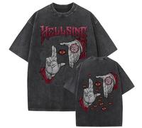 GREOPE Hell-Sing T-Shirt Homme Casual Anime Imprimé T-Shirt Unisexe Mode Casual Top Comic Dessin Animé Noir B, 06, M