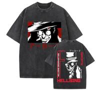 GREOPE Hell-Sing T-Shirt Homme Casual Anime Imprimé T-Shirt Unisexe Mode Casual Top Comic Dessin Animé Noir A, 09, M