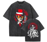 GREOPE Hell-Sing T-Shirt Homme Casual Anime Imprimé T-Shirt Unisexe Mode Casual Top Comic Dessin Animé Noir B, 03, M