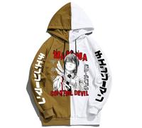 GREOPE Sweat à Capuche Chainsaw-Man Anime, Streetwear imprimé, Sweat à Capuche Tendance pour Hommes et Femmes, Vêtements de Sport 9-Khaki+White||l