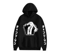 GREOPE Sweat à Capuche Chainsaw-Man Anime, Sweat-Shirt Dessiné Manga Décontracté, Streetwear pour Hommes et Femmes A-Black||3X_l