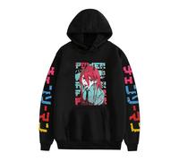 GREOPE Sweat à Capuche Chainsaw-Man Anime, Sweat-Shirt Dessiné Manga Décontracté, Streetwear pour Hommes et Femmes C-Black||s