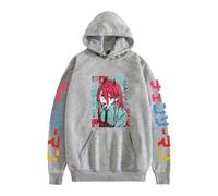 GREOPE Sweat à Capuche Chainsaw-Man Anime, Sweat-Shirt Dessiné Manga Décontracté, Streetwear pour Hommes et Femmes C-Grey||4X_l