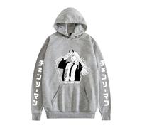 GREOPE Sweat à Capuche Chainsaw-Man Anime, Sweat-Shirt Dessiné Manga Décontracté, Streetwear pour Hommes et Femmes A-Grey||3X_l