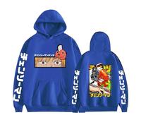 GREOPE Sweat à Capuche Chainsaw-Man Anime, Sweat-Shirt Dessiné Manga Décontracté, Streetwear pour Hommes et Femmes B-Blue||l