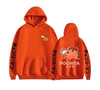 GREOPE Sweats à Capuche Chainsaw-Man pour Hommes, Sweats à Capuche de Bande Dessinée à Manches Longues, Hauts de Jeu de rôle Style Manga, Streetwear Décontracté B-Orange||XX_l