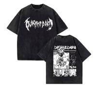 GREOPE T-Shirt en Coton Lavé À Manches Courtes Anime Dorohedoro Merch Haut Tendance T-Shirt À Manches Courtes Unisexe-Four||m