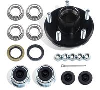 GREPSPUD 1 kit de moyeu de remorque de 5 sur 11,4 cm pour essieu droit de 907,2 kg, 2,5 cm ou 3,8 cm, kit de moyeu de renvoi de remorque 5 boulons sur 10,4 cm, convient aux broches de 2,5 cm et 3,8 cm