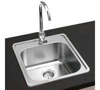 Gresinex | Évier de cuisine Zurich carré sur plan de travail | 1 bac | 16 cm profondeur trou inclus - Acier inoxydable Aisi 304