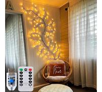 gresonic 2 Packs 2.3m USB Port 144 LEDs Lumière scintillante de branche d'arbre avec lumières d'arbre à distance chaude blanche éclairée guirlande intérieure pour les décorations de Noël d'Halloween