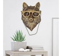 gresonic 3D Head Wall Mount Ornament, têtes d'animaux pour sculptures suspendues d'art mural, décorations en résine bronsée pour la maison (Tête de renard en résine)