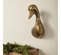 gresonic 3D Head Wall Mount Ornament, têtes d'animaux pour sculptures suspendues d'art mural, décorations en résine bronsée pour la maison (Tête de canard en résine)