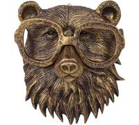 gresonic 3D Head Wall Mount Ornament, têtes d'animaux pour sculptures suspendues d'art mural, décorations en résine bronsée pour la maison (Tête d'ours en résine)