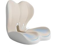 gresonic Coussin avancé de siège en Mousse mémoire- Support Pillow for Tailbone & Back Pain Relief - Lasting Comfort for Office Chair, Car, Truck, Wheelchair - Non-Slip (Blanc)