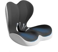gresonic Coussin de siège en Mousse mémoire Haute densité - Conception Ergonomique pour Un soulagement Maximal des douleurs dorsales et de la sciatique (Noir allongé)
