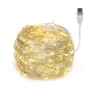 gresonic Guirlande lumineuse 100/200/300 LED micro fil argenté, alimentation secteur, décorative, intérieur/extérieur, blanc chaud (Warmweiß USB, 120LED)