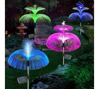 Gresonic Lot de 4 lampes solaires de jardin - 7 couleurs changeantes - Multicolore - Méduses - Étanche - Pour extérieur, cour, pelouse, mariage, fête, terrasse, tonnelle (étoile, lune, papillon et