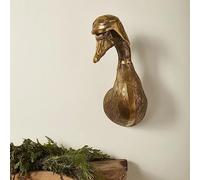Gresonic Têtes d'animaux 3D à fixation murale pour sculptures d'art à suspendre, petite décoration d'art murale en métal et résine imperméable bronzée pour la maison (Tête de canard)