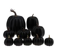 Gresorth 10pcs Faux Noir Citrouilles Halloween Décoration Artificiels Empilable Citrouilles Set pour Porche Maison Parti Cuisine Tableau Automne Cas Pièce maîtresse